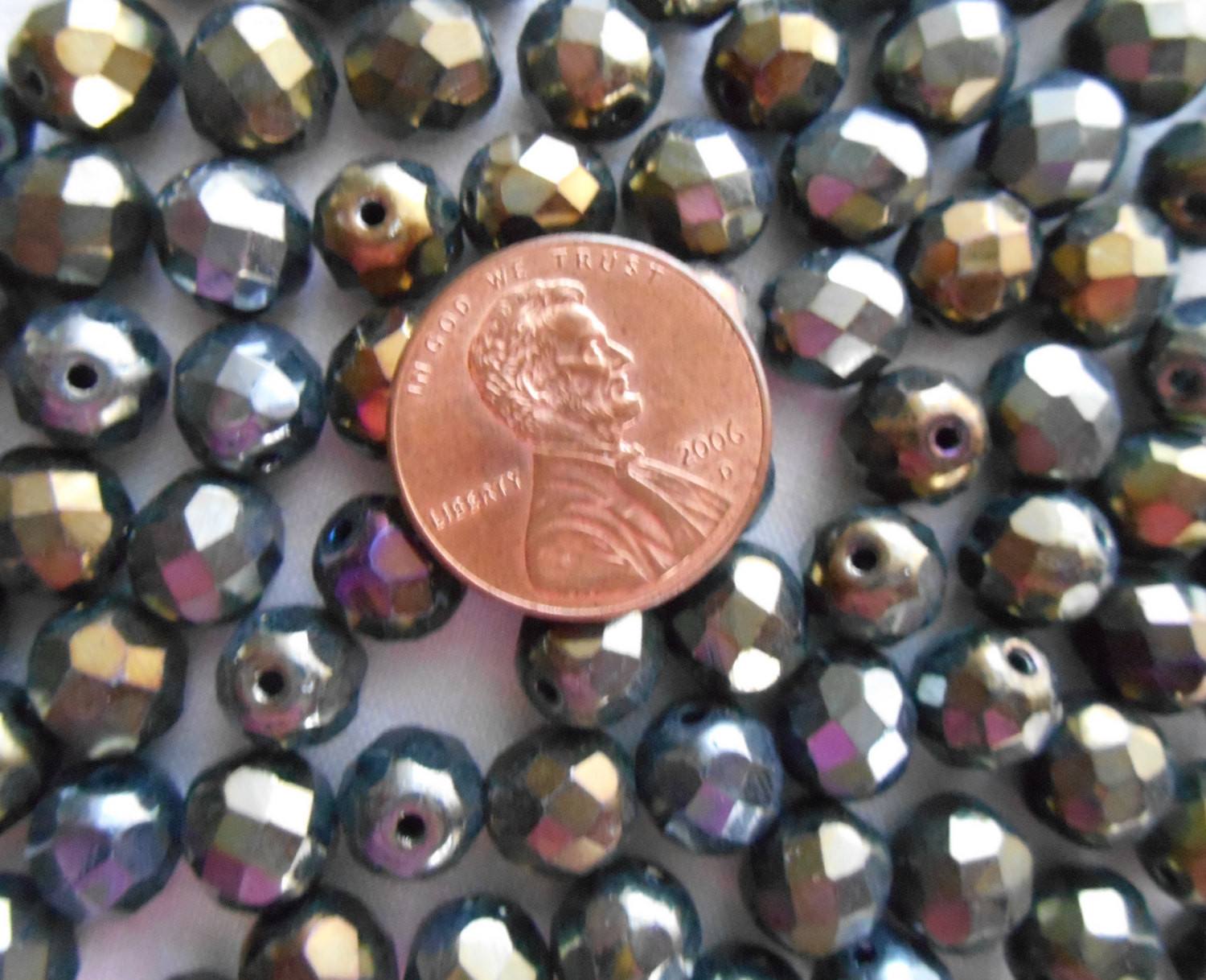 Lot of 25 8mm Brown Iris, faceted, round, firepolished glass beads, C2525 - Glorious Glass Beads