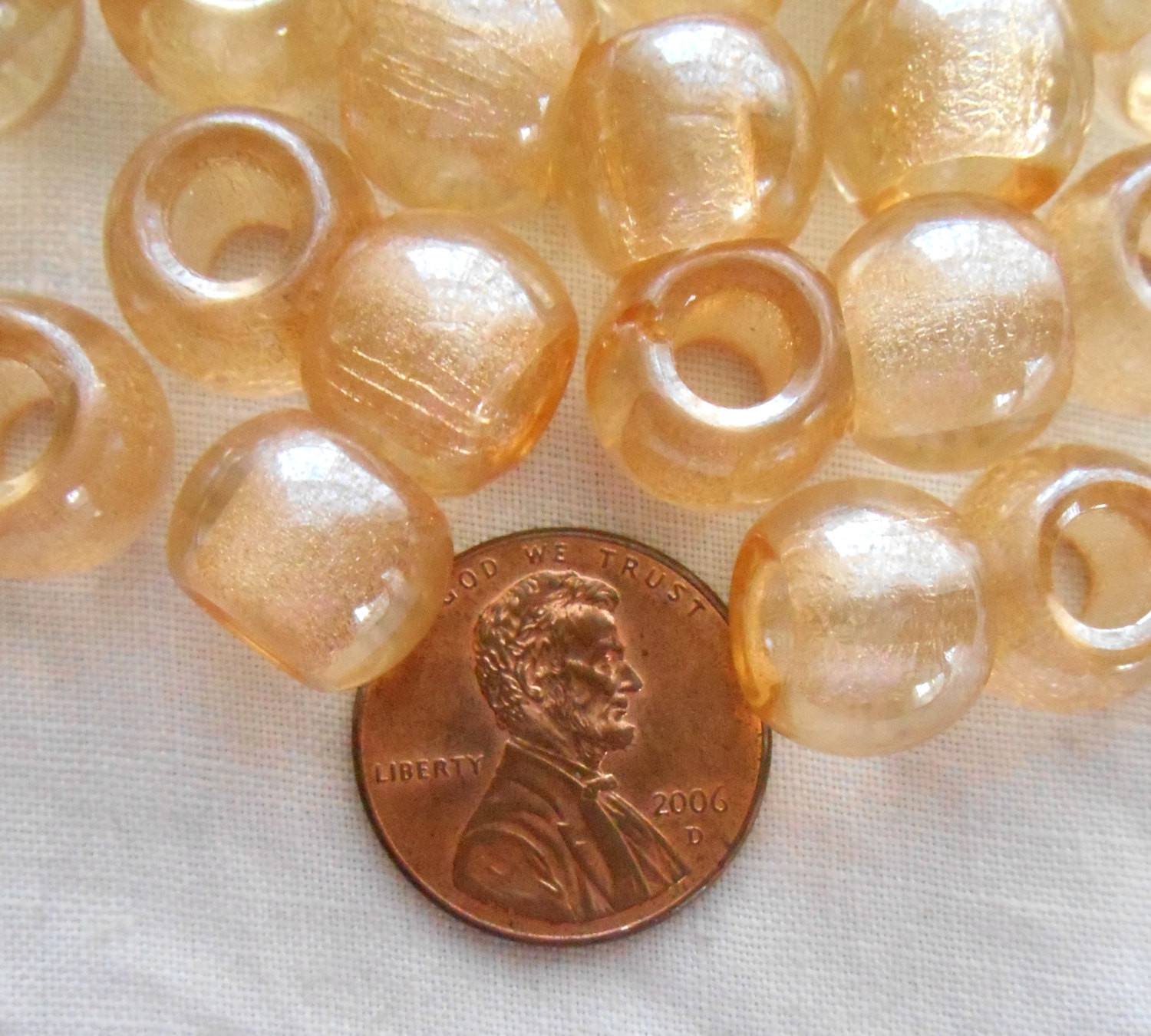 Six large 12mm Crystal Champagne glass round big hole beads, 4.5mm holes, C8401 - Glorious Glass Beads