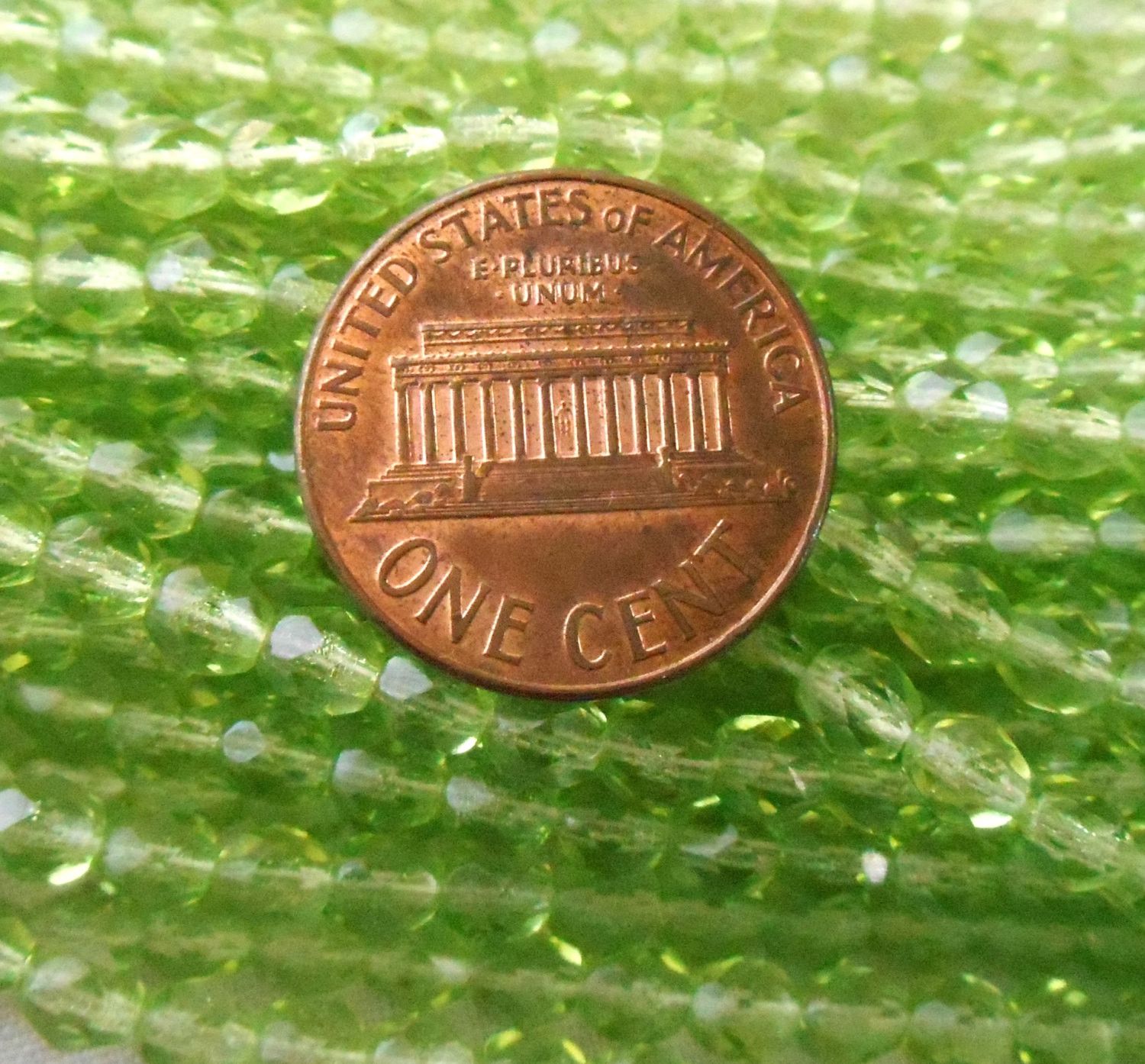 Fifty 4mm Lime Green Czech firepolished, faceted round glass beads, C2550 - Glorious Glass Beads