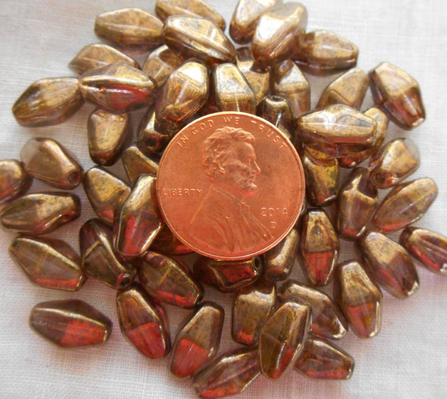 Lot of 25 11mm x 7mm Lumi Brown iridescent Czech glass lantern or tube beads, C8125 - Glorious Glass Beads