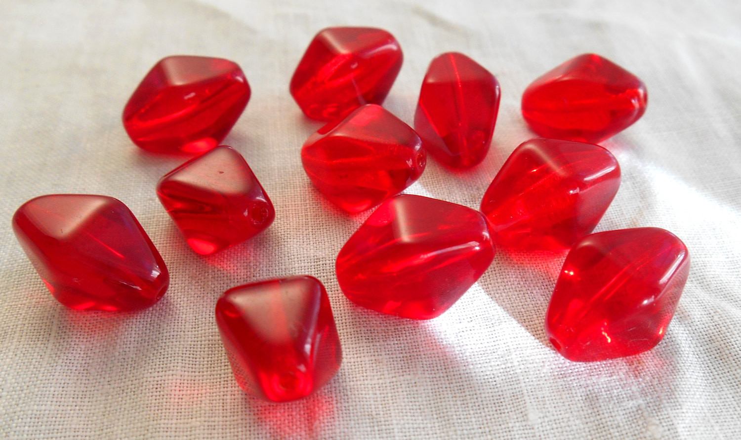 Ten light Garnet, Ruby, Siam red chunky lantern or tube Czech glass beads, 16 x 13mm, C7310 - Glorious Glass Beads