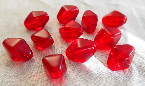 Ten light Garnet, Ruby, Siam red chunky lantern or tube Czech glass beads, 16 x 13mm, C0094