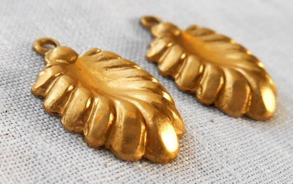 Two Raw Brass Stampings, Victorian dangles, charms, earrings 19mm x 12mm, made in the USA, C3602 - Glorious Glass Beads
