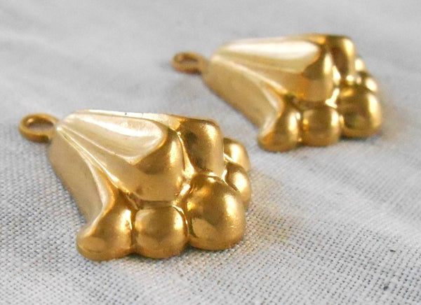 Two Raw Brass Stampings, Victorian dangles, charms, earrings 24mm x20mm, made in the USA, C6802 - Glorious Glass Beads