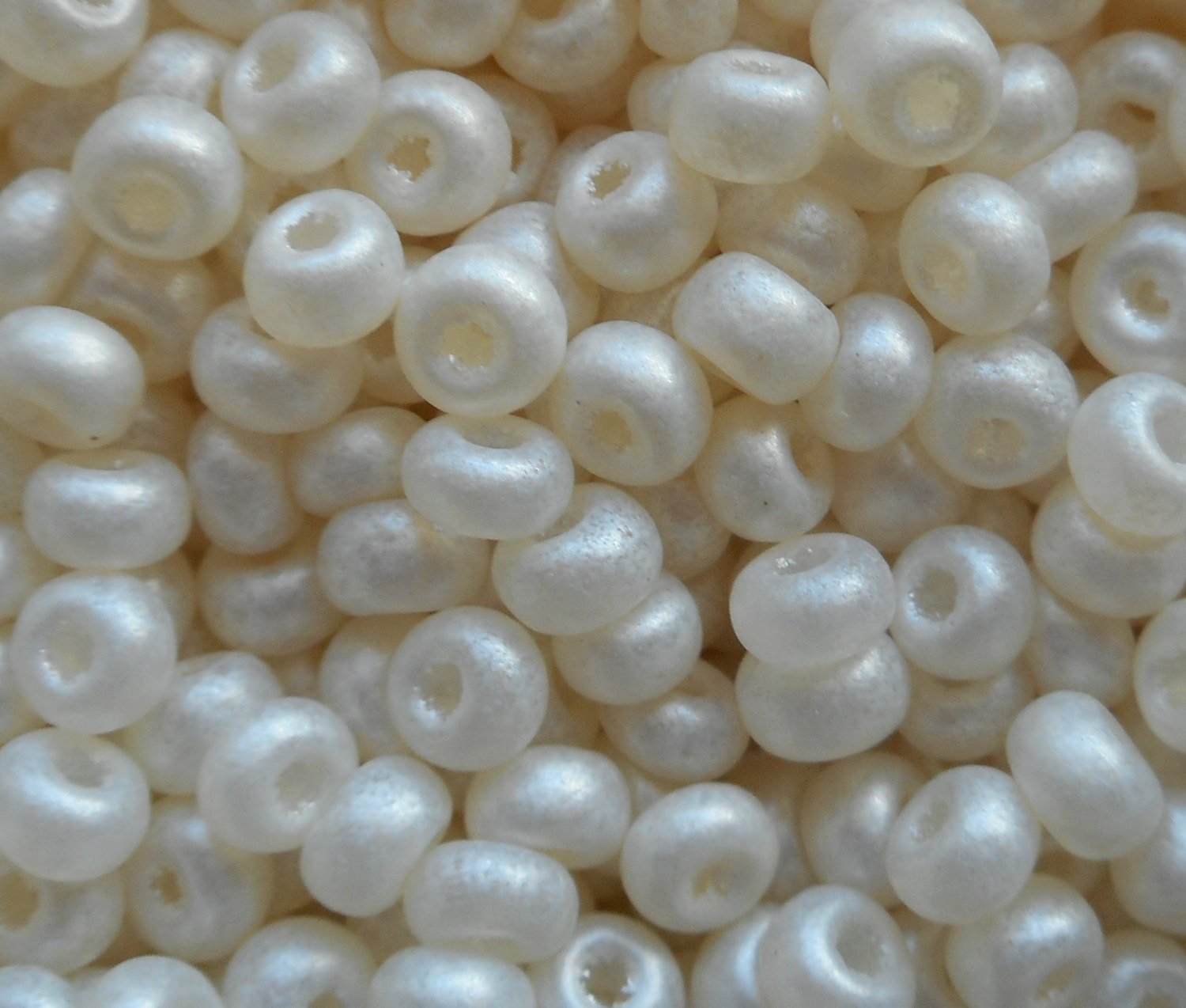 Pkg of  24 grams Opaque Matte White Czech 6/0 large glass seed beads, size 6 Preciosa Rocaille 4mm spacer beads, big hole C4724 - Glorious Glass Beads