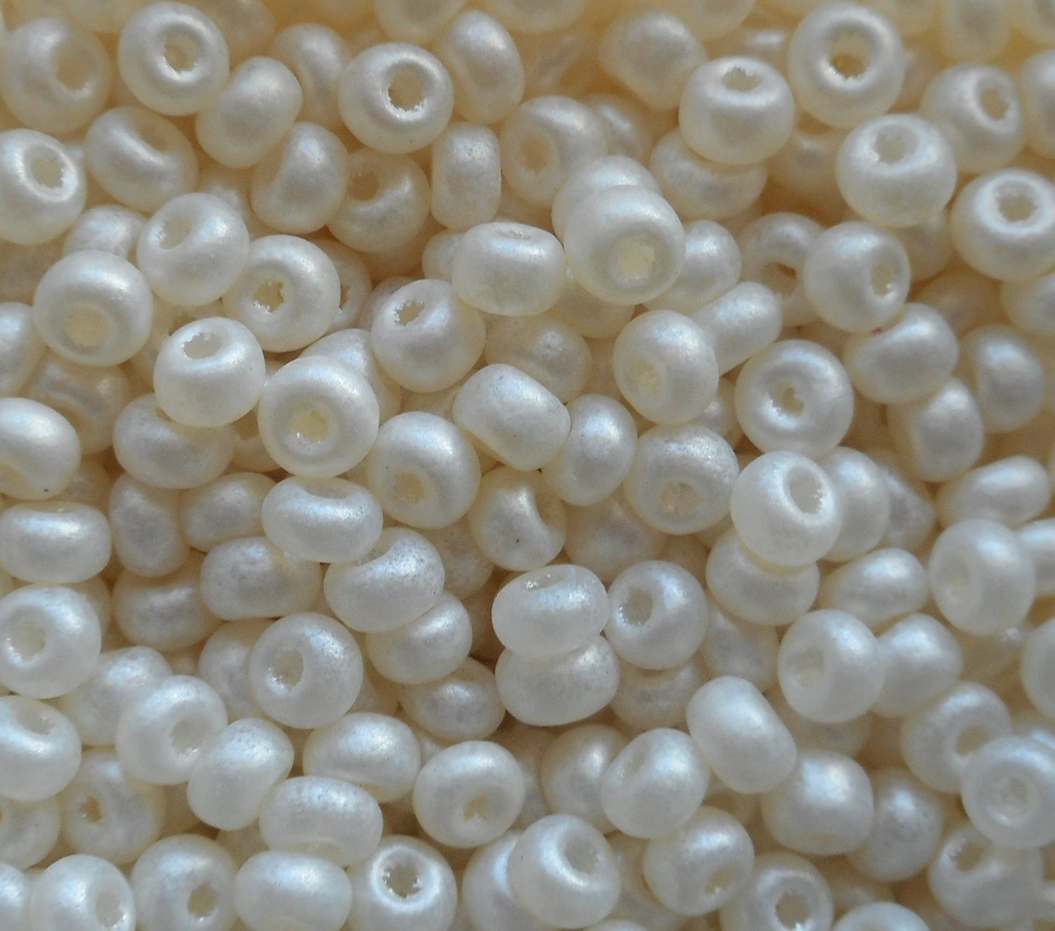 Pkg of  24 grams Opaque Matte White Czech 6/0 large glass seed beads, size 6 Preciosa Rocaille 4mm spacer beads, big hole C4724 - Glorious Glass Beads