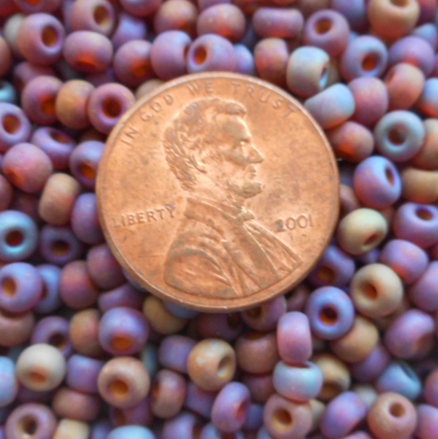 One pkg 24 grams Amber, Smoky Topaz AB Matte Czech 6/0 large glass seed beads, size 6 Preciosa Rocaille 4mm spacer beads, large, big hole C7924 - Glorious Glass Beads