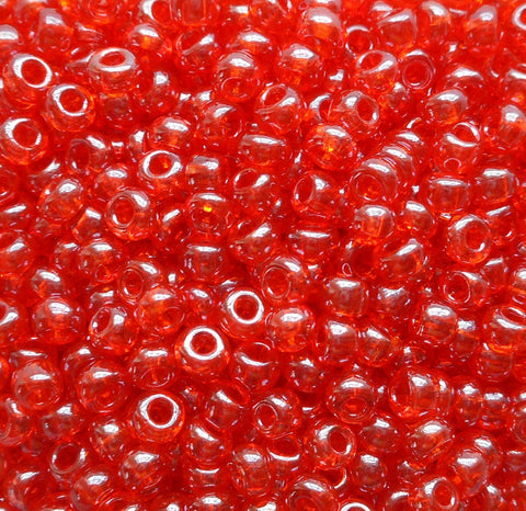 One pkg 24 grams Orange, Haycinth Luster Czech 6/0 large glass seed beads, size 6 Preciosa Rocaille 4mm spacer beads, large, big hole C6624 - Glorious Glass Beads