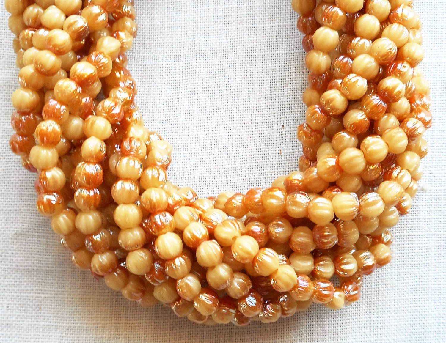 Lot of 100 3mm Antique Beige Celsian melon beads, neutral Czech pressed glass beads C05150 - Glorious Glass Beads