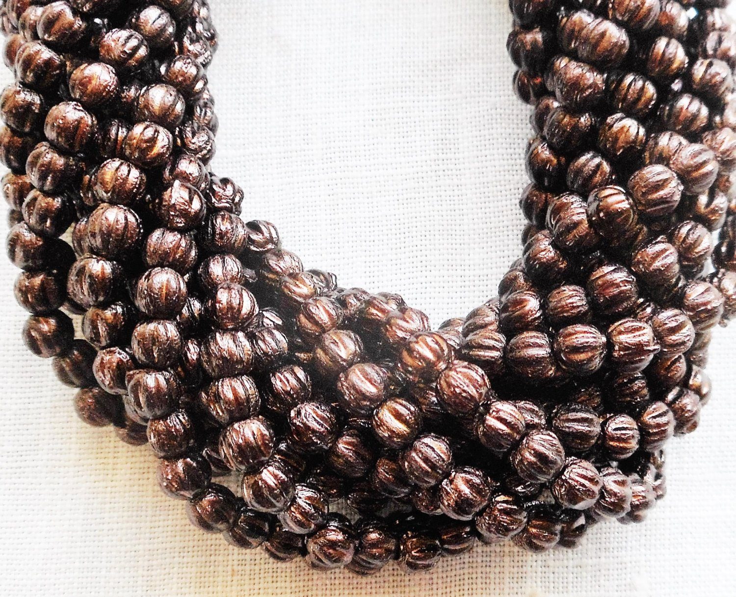 Lot of 100 3mm Dark Bronze Metallic Brown melon beads, Czech pressed glass beads C8550 - Glorious Glass Beads