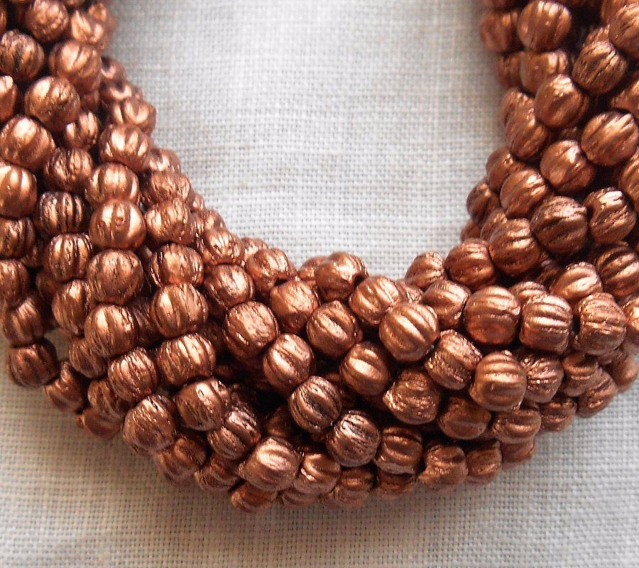 Lotof 100 3mm Matte Metallic Bronze Copper melon beads, Czech pressed glass Metallic Brown beads C53101 - Glorious Glass Beads