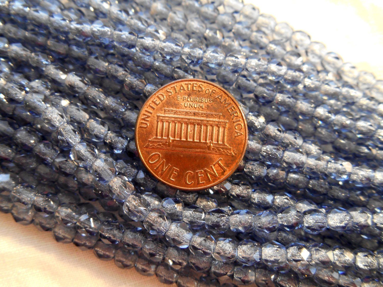 Fifty 4mm Czech glass Montana Blue firepolished faceted round glass beads, C2550 - Glorious Glass Beads