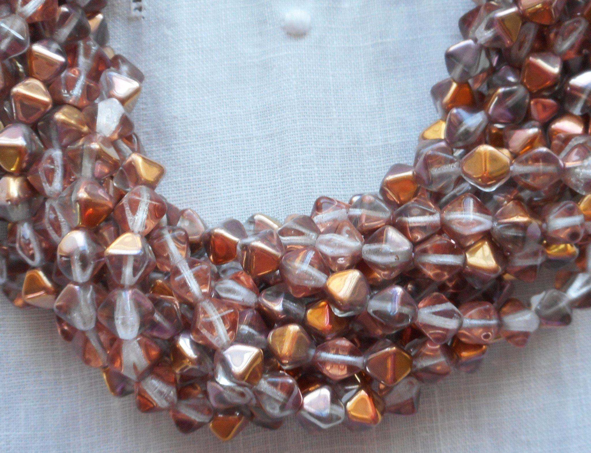 Fifty 6mm Apollo Gold bicones, pressed glass bicone Czech beads, C8650 - Glorious Glass Beads