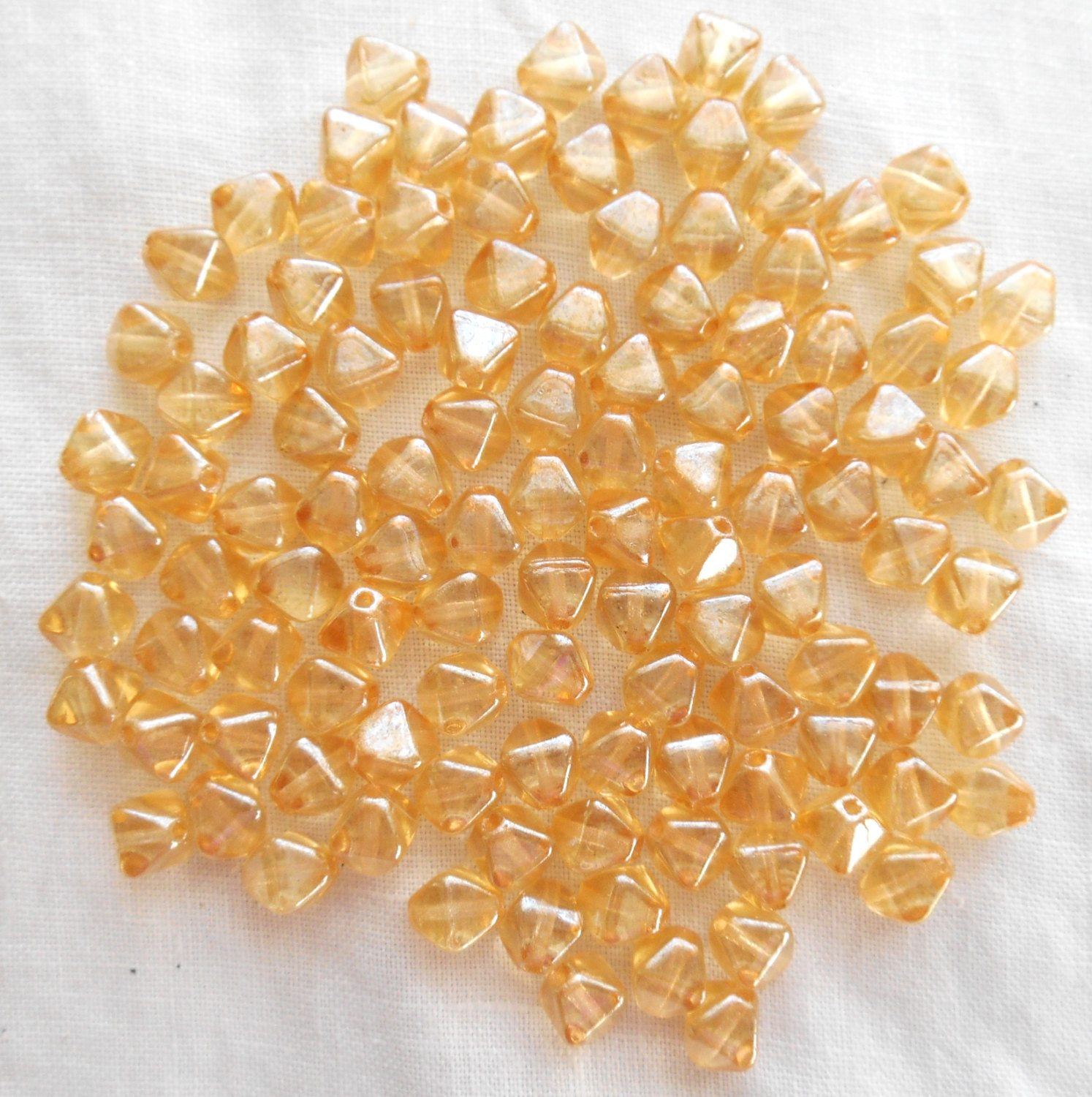 Fifty 6mm Crystal Champagne bicones pressed glass Czech bicone beads, C5350 - Glorious Glass Beads