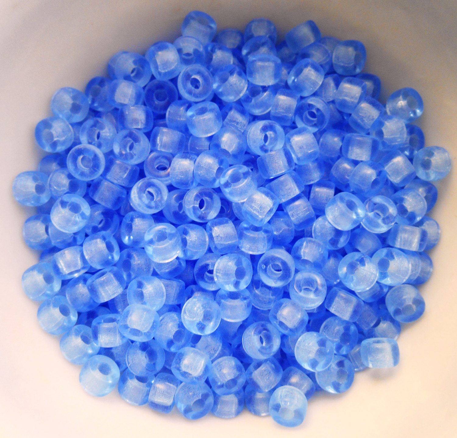 Fifty 6mm Czech glass Transparent Light Sapphire blue pony roller beads, large hole crow beads, C3250 - Glorious Glass Beads