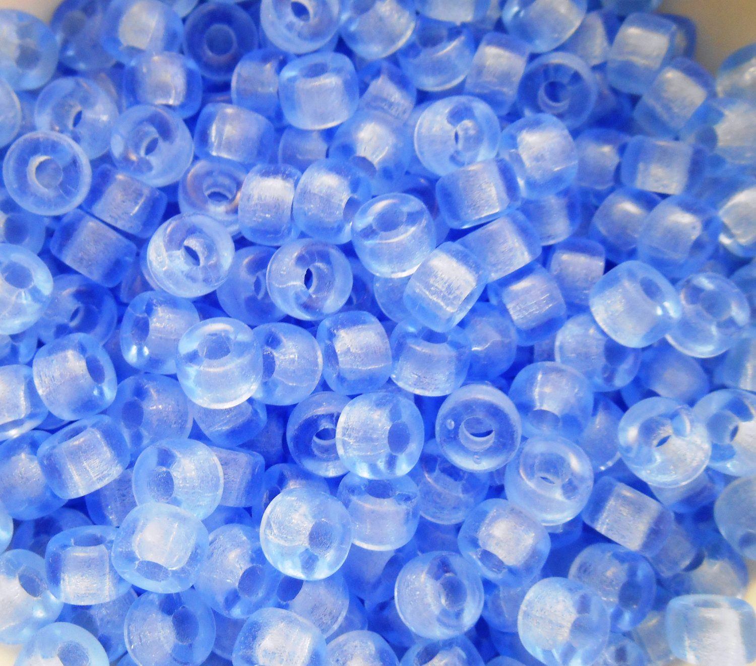 Fifty 6mm Czech glass Transparent Light Sapphire blue pony roller beads, large hole crow beads, C3250 - Glorious Glass Beads