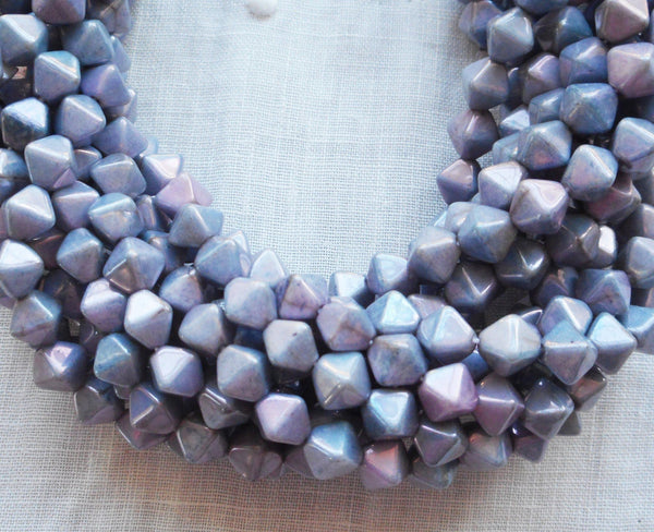 Fifty 6mm Luster Opaque Amethyst Lavender bicones, Purple pressed glass Czech bicone beads C8601