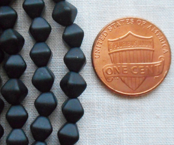 Fifty 6mm Matte Black bicones, pressed glass Czech bicone beads C7401 - Glorious Glass Beads
