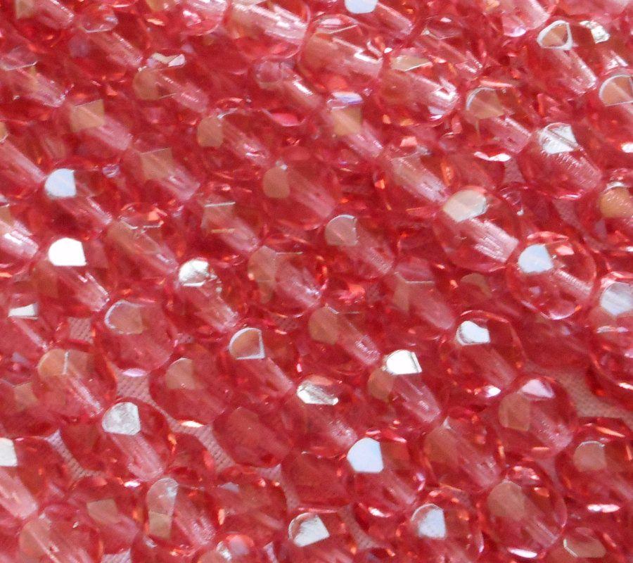 Lot of 25 6mm French Rose Czech glass beads, light pink crystal firepolished, faceted round beads, C80125 - Glorious Glass Beads