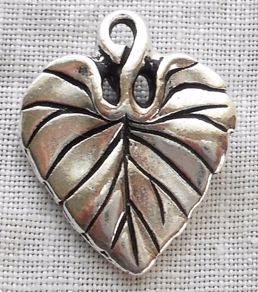 One antiqued silver plated pewter Tierracast Violet leaf charm, 18mm X 14mm, made in the USA, 7701