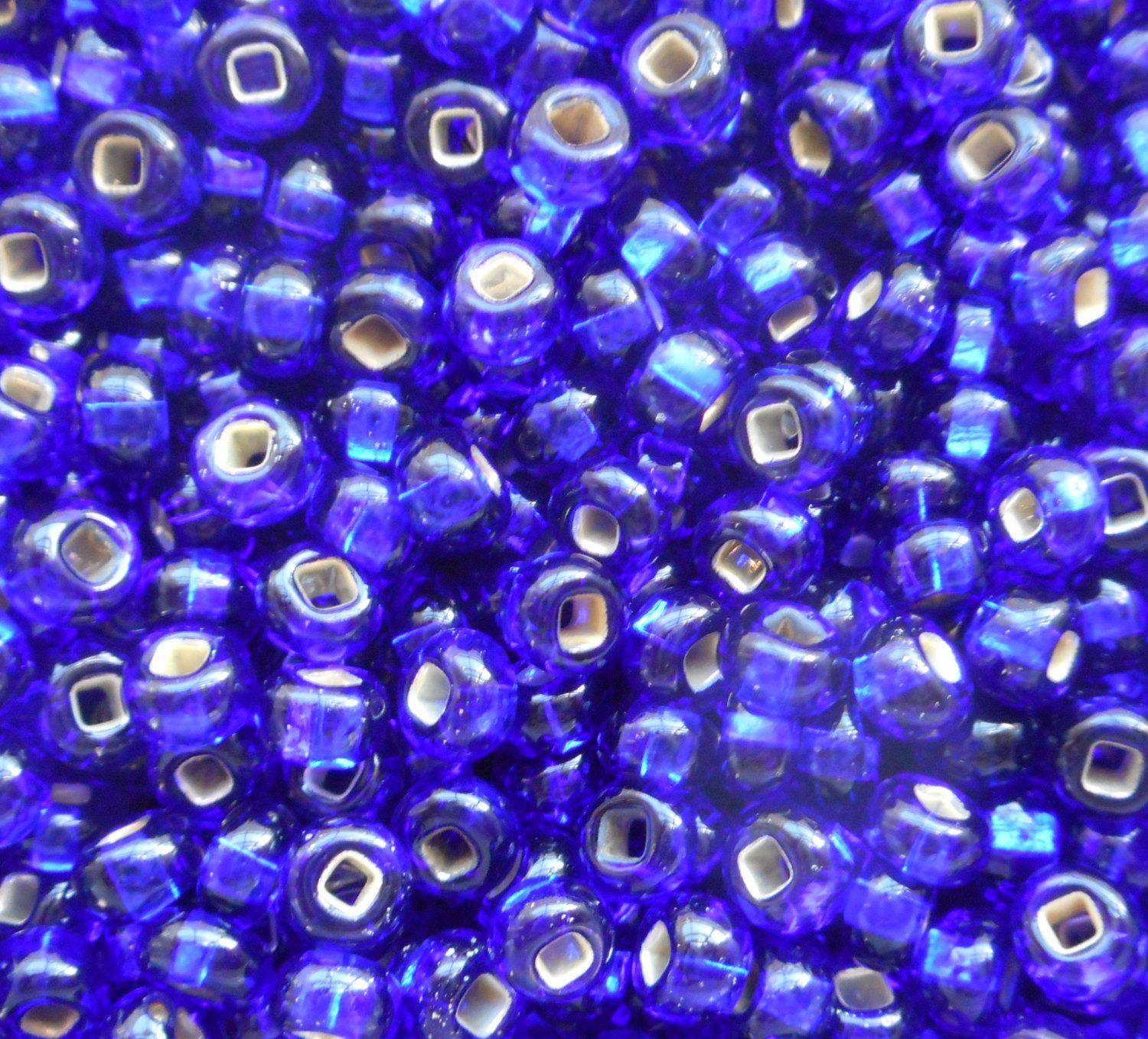 Pkg of 24 grams Cobalt Blue Silver Lined Czech glass 6/0 large glass seed beads, size 6 Preciosa Rocaille 4mm spacer beads, big hole C1524 - Glorious Glass Beads