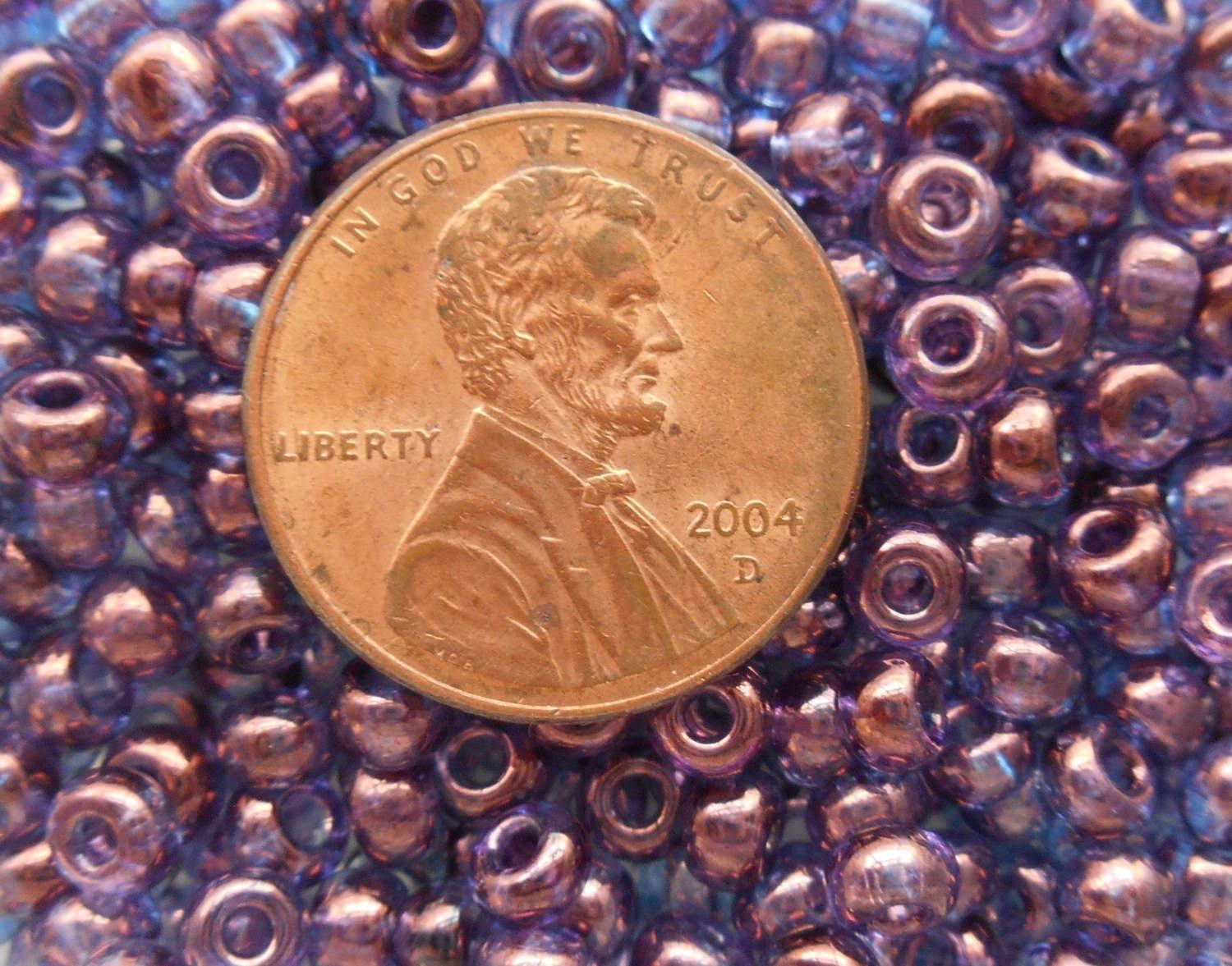 Pkg of 24 grams Lumi Amethyst, Purple Iridescent Czech 6/0 glass seed beads, size 6 Preciosa Rocaille 4mm spacer beads,  big hole C5524 - Glorious Glass Beads