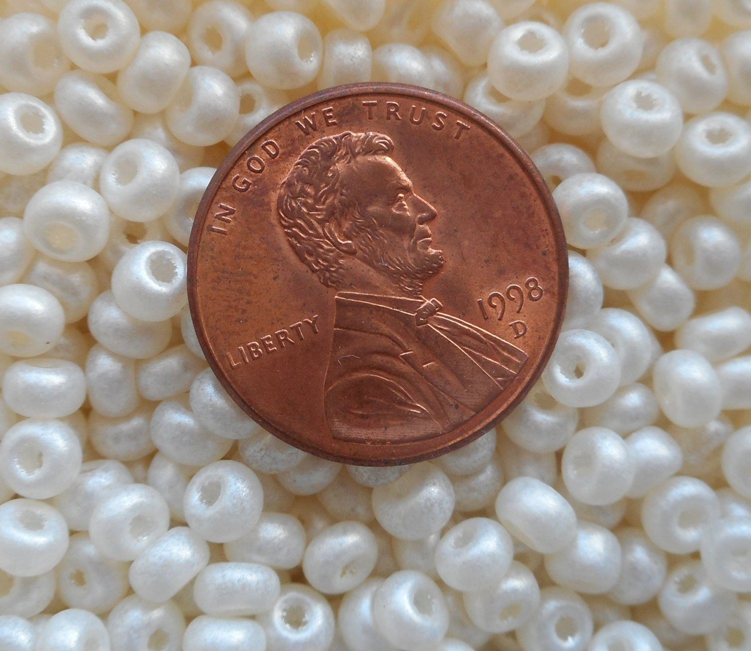 Pkg of  24 grams Opaque Matte White Czech 6/0 large glass seed beads, size 6 Preciosa Rocaille 4mm spacer beads, big hole C4724 - Glorious Glass Beads