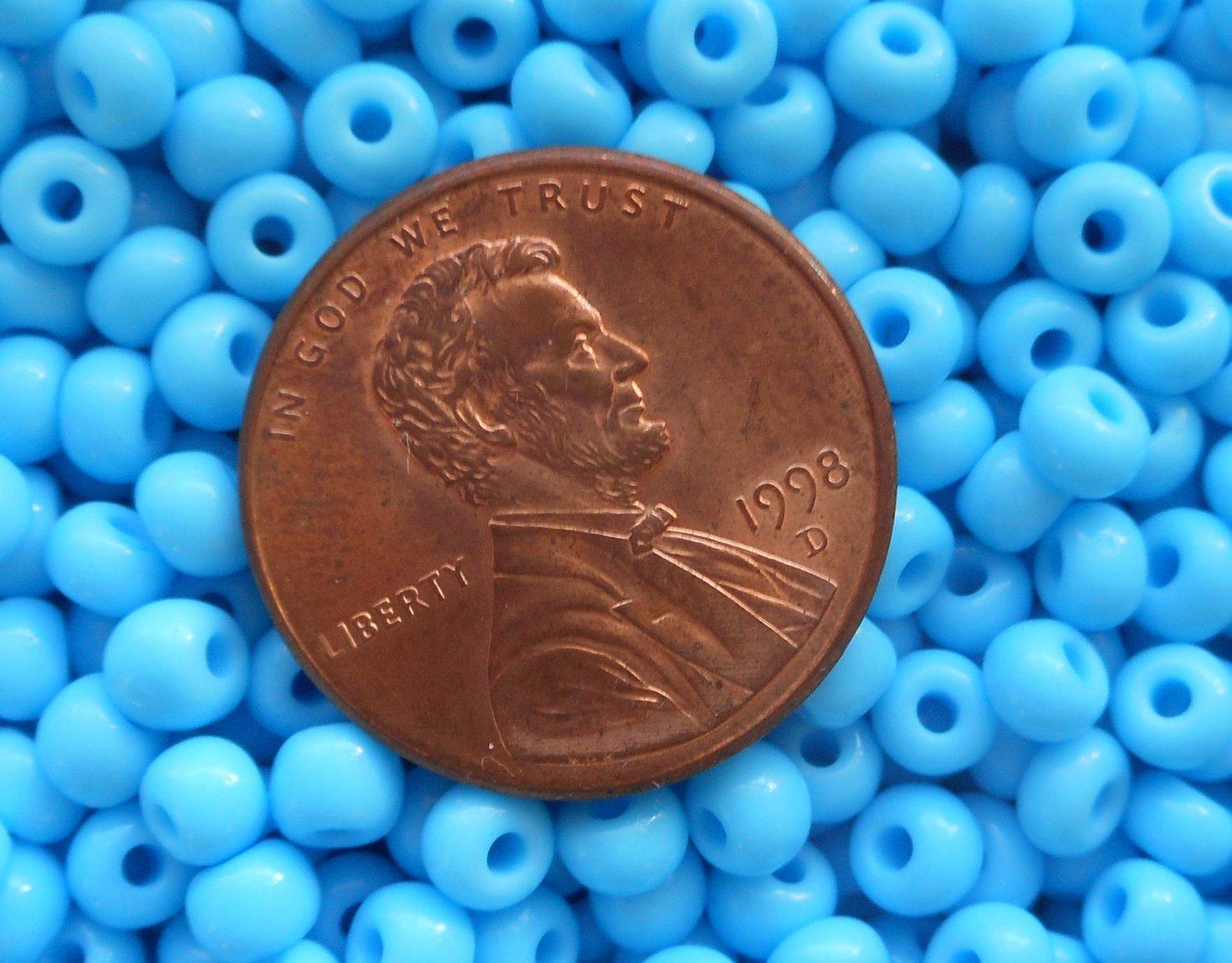 Pkg of 24 grams Opaque Turquoise Czech 6/0 large glass seed beads, size 6 Preciosa Rocaille 4mm spacer beads, big hole, C9324 - Glorious Glass Beads