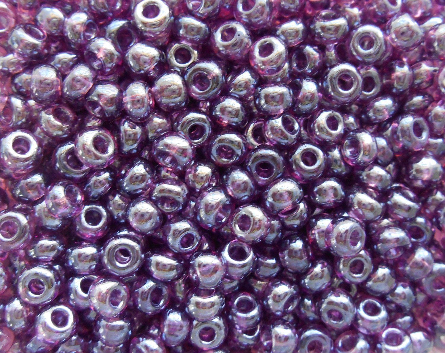 Pkg of 24 grams Purple, Luster Czech 6/0 large glass seed beads, size 6 Preciosa Rocaille 4mm spacer beads, big hole, C4824 - Glorious Glass Beads