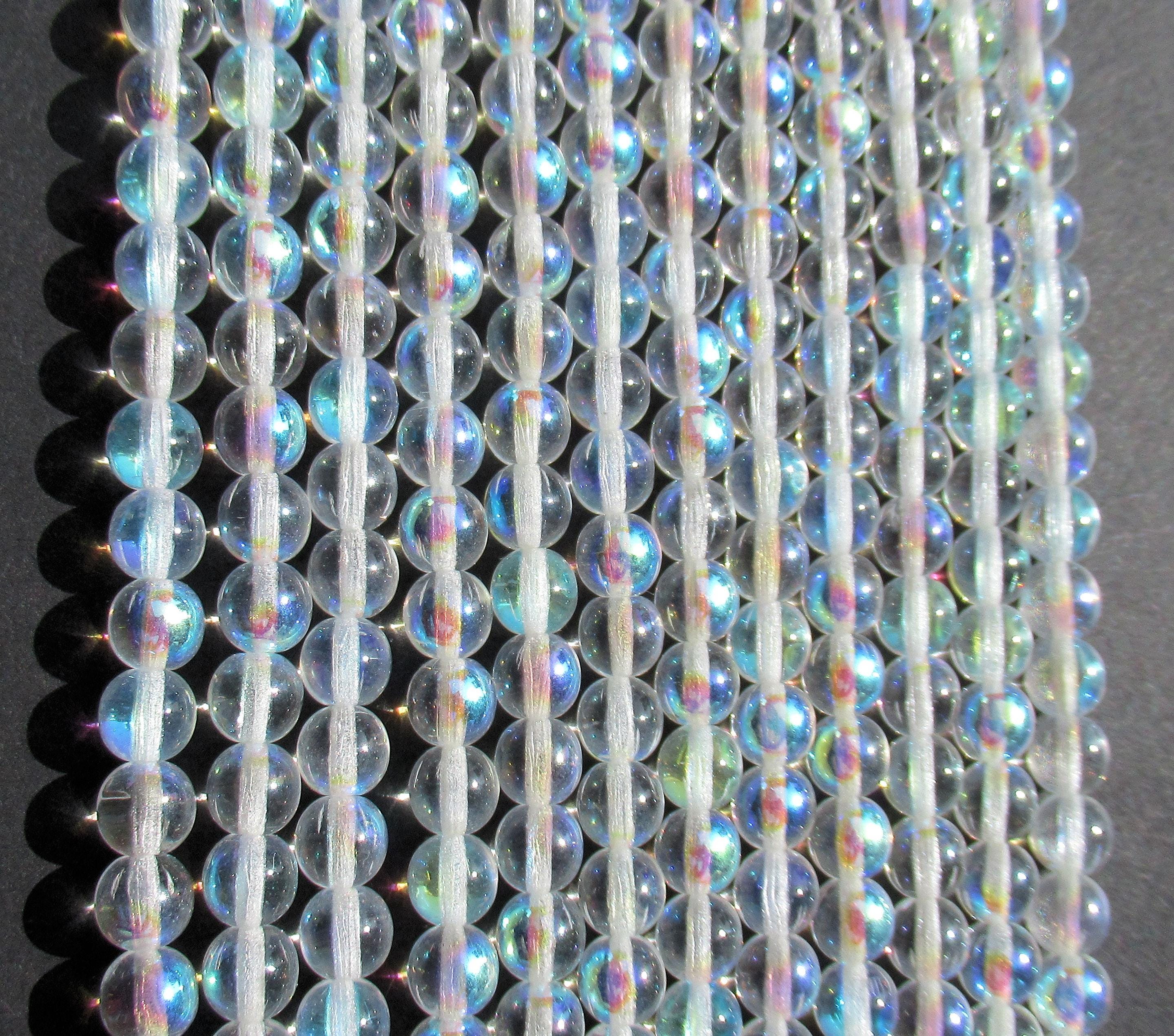 Fifty 6mm Czech glass druks - crystal clear AB - smooth round neutral druk beads C0059