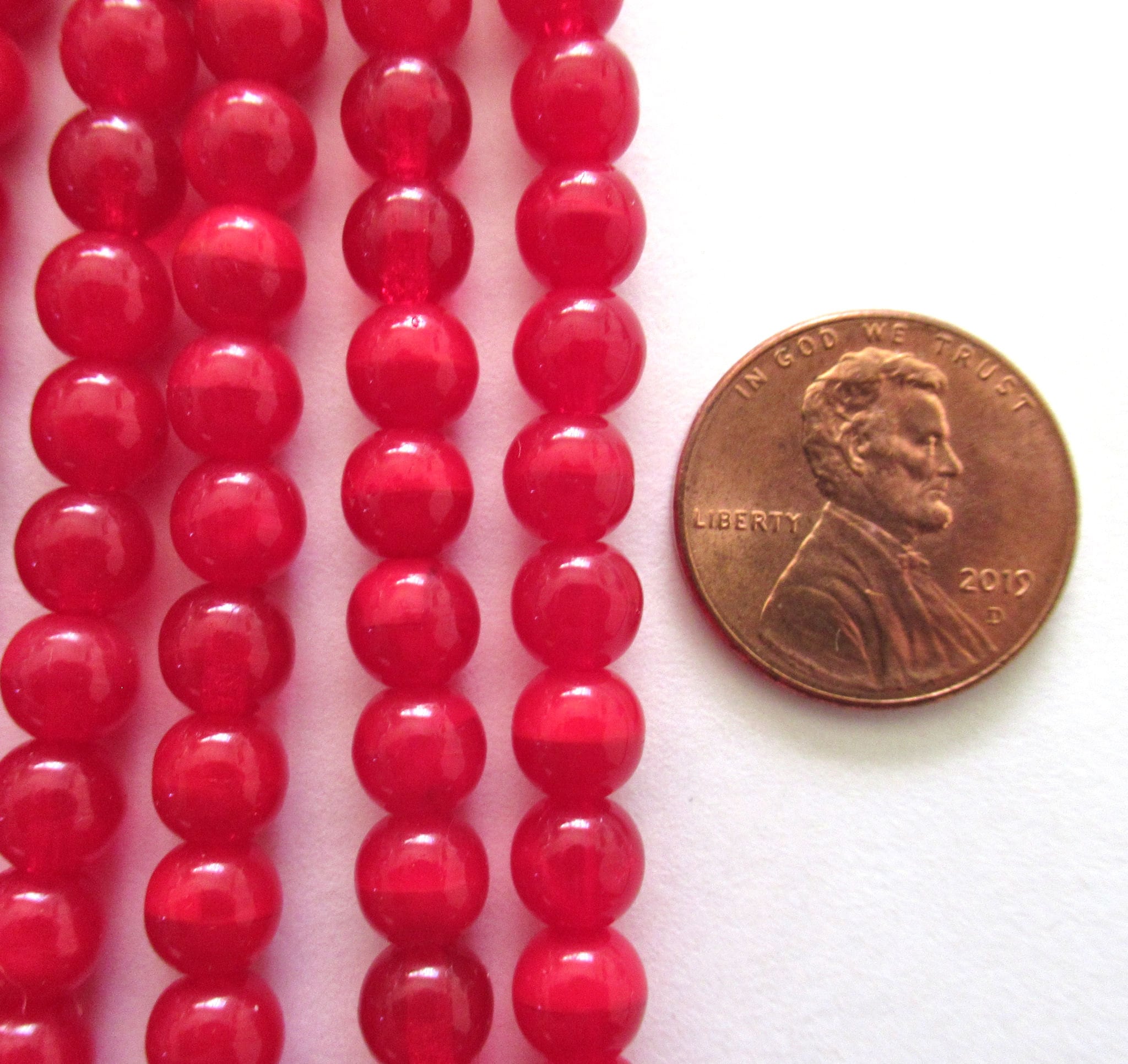 Fifty 6mm Czech glass druk beads - translucent oxblood red smooth round druks - C0048