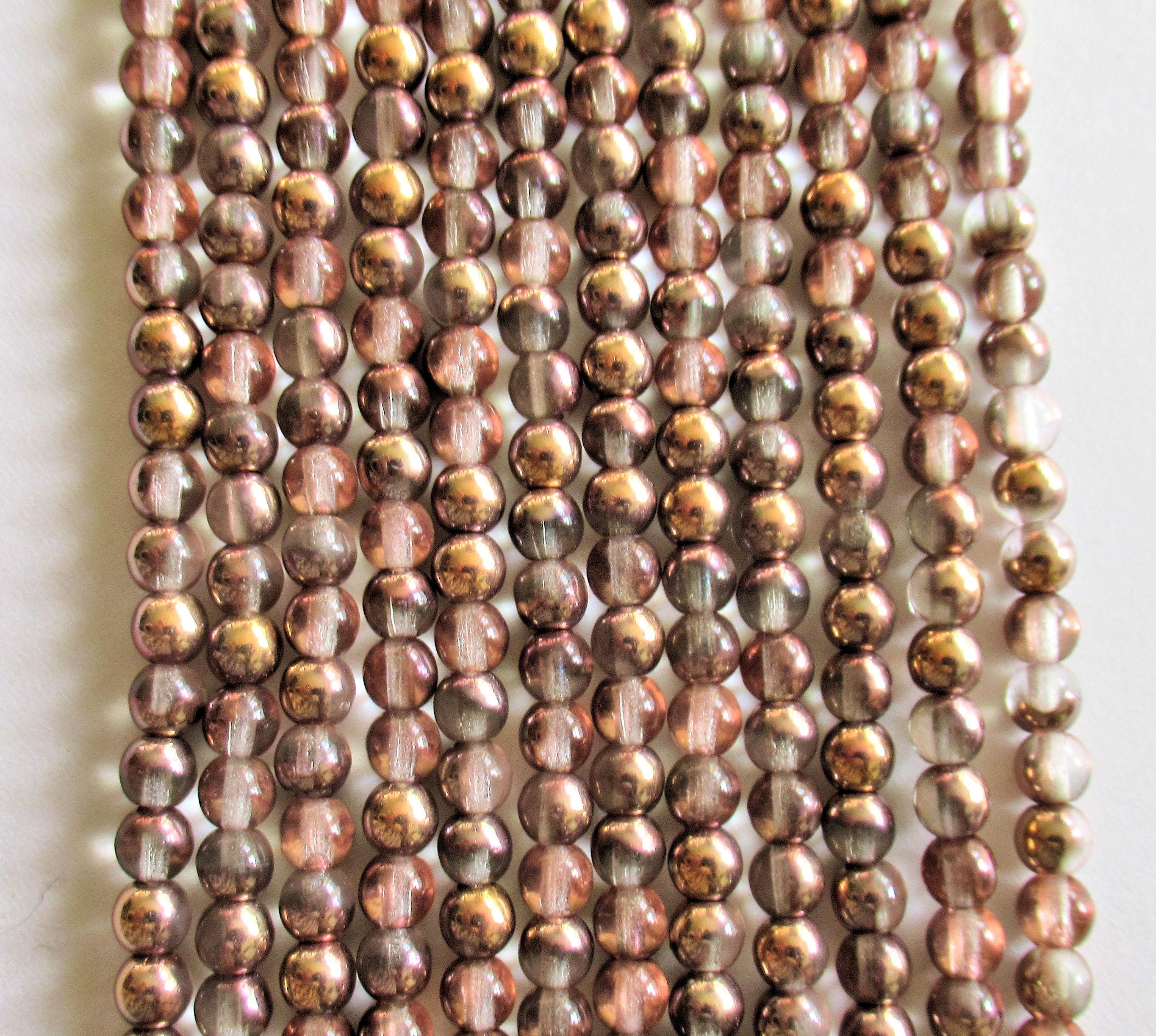 4mm Czech glass druks - apollo gold - smooth round druk beads - 100 pieces - C0077