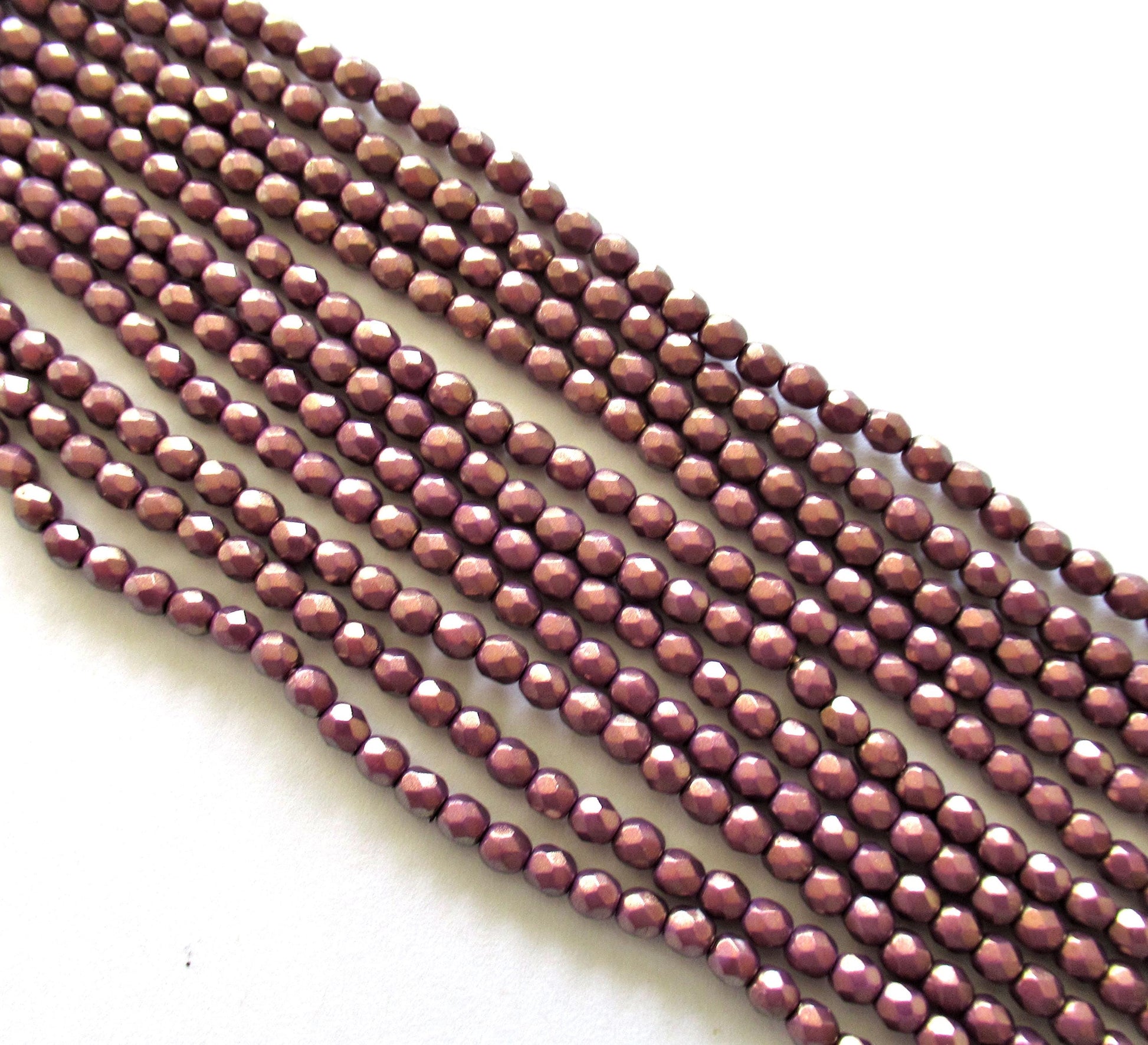 50 4mm Czech glass beads - opaque amethyst / purple - Halo Ethereal Regal - faceted round beads - C0039 - Glorious Glass Beads
