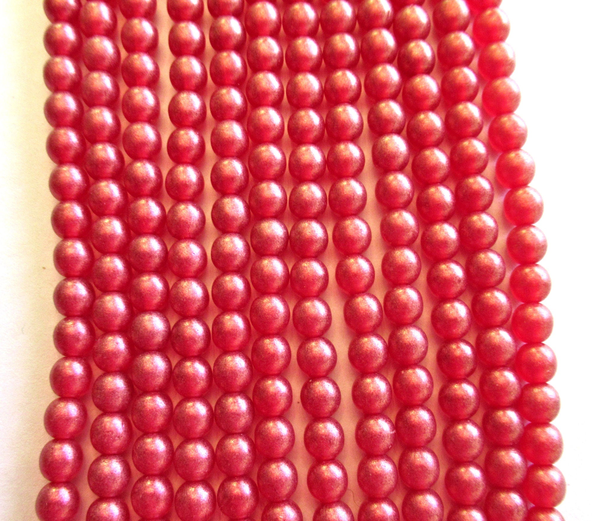 Fifty 6mm Czech glass druk beads - Cosmic Twinkle Siam Ruby Red smooth round druks - C0009