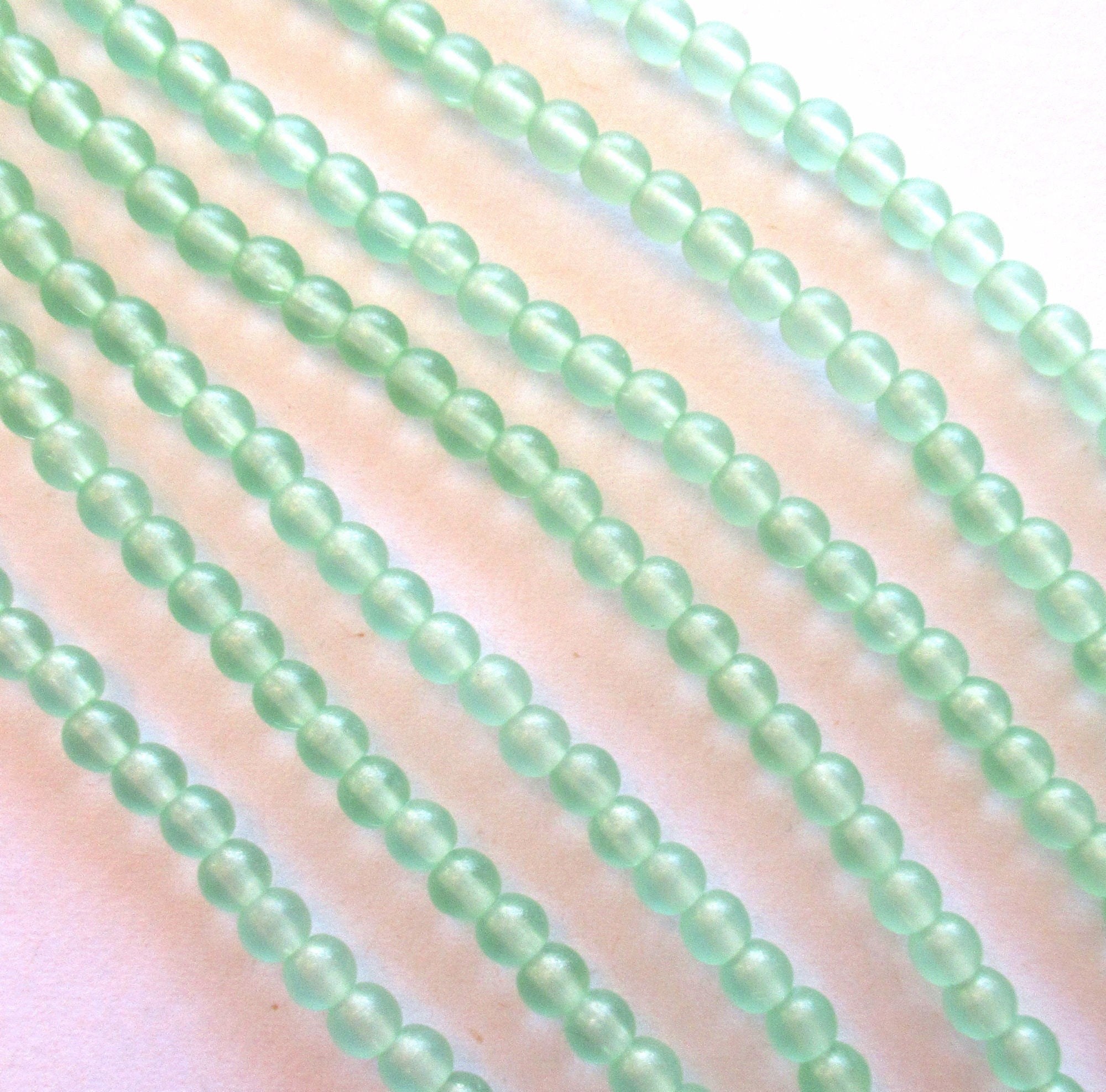 Lot of 100 4mm Czech glass druk beads - Sueded Gold Peridot Green, smooth round druks C0055