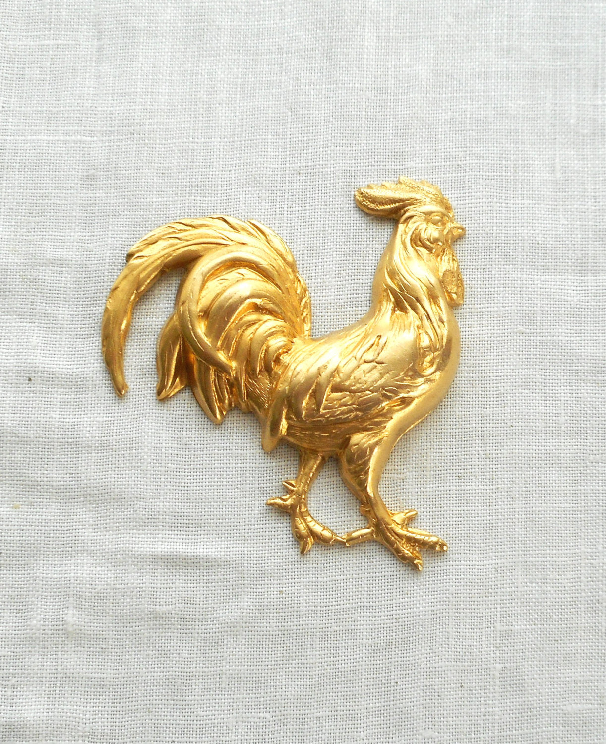 1 large raw brass rooster, cock, pendant, charm, brass stamping, connector, ornament 1.75" in by 1.50" in. made in the USA 9601 - Glorious Glass Beads