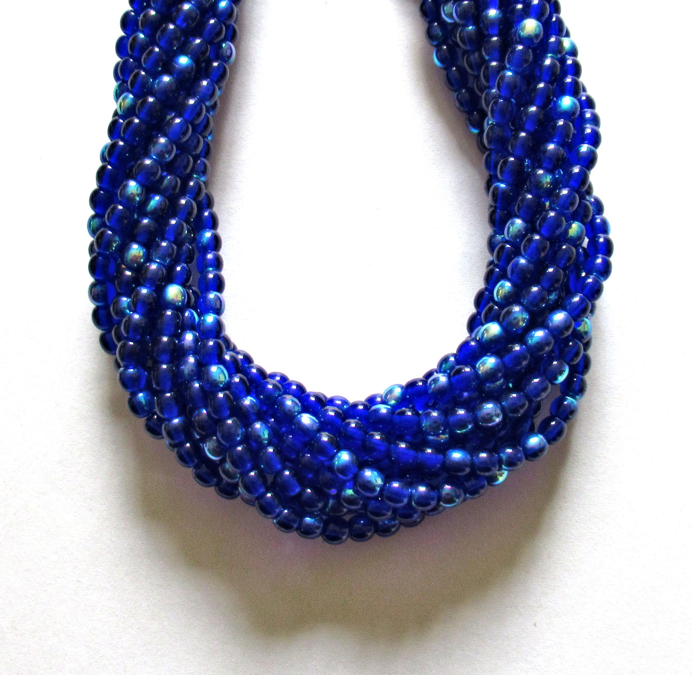 100 4mm Czech glass druk beads - cobalt blue AB smooth round druks - C0066