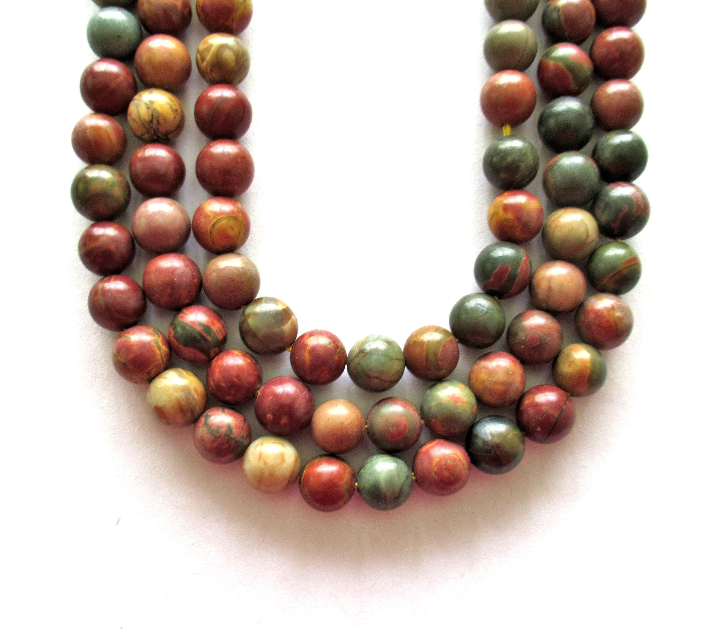 8mm Red Creek Jasper smooth round Beads - semiprecious stone beads - Cherry Creek Jasper - Picasso Jasper - 49 pieces - 15.5 inch strand