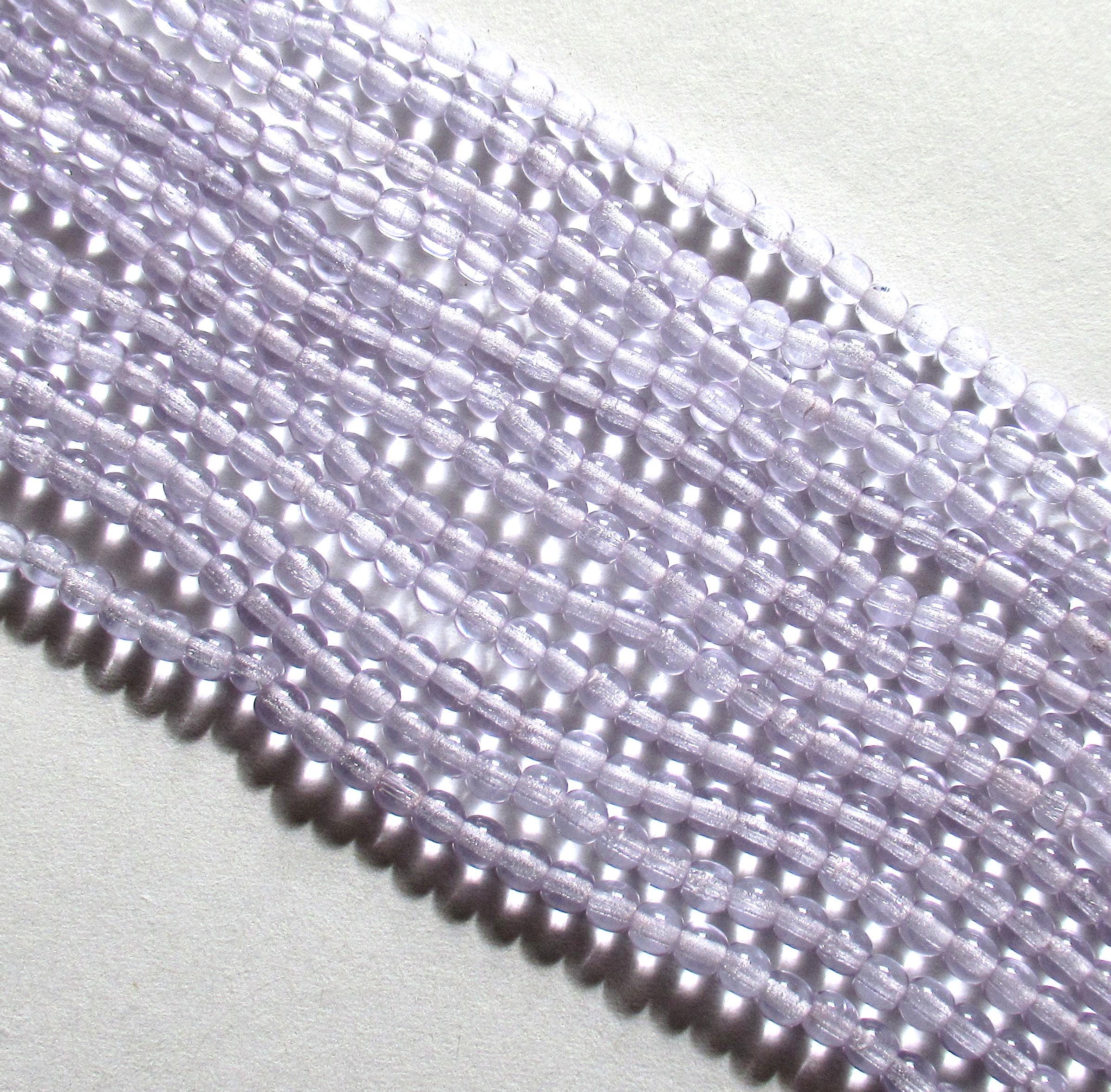 100 4mm Czech glass druks - alexandrite / lavender or lilac pressed glass round druk beads - C0037