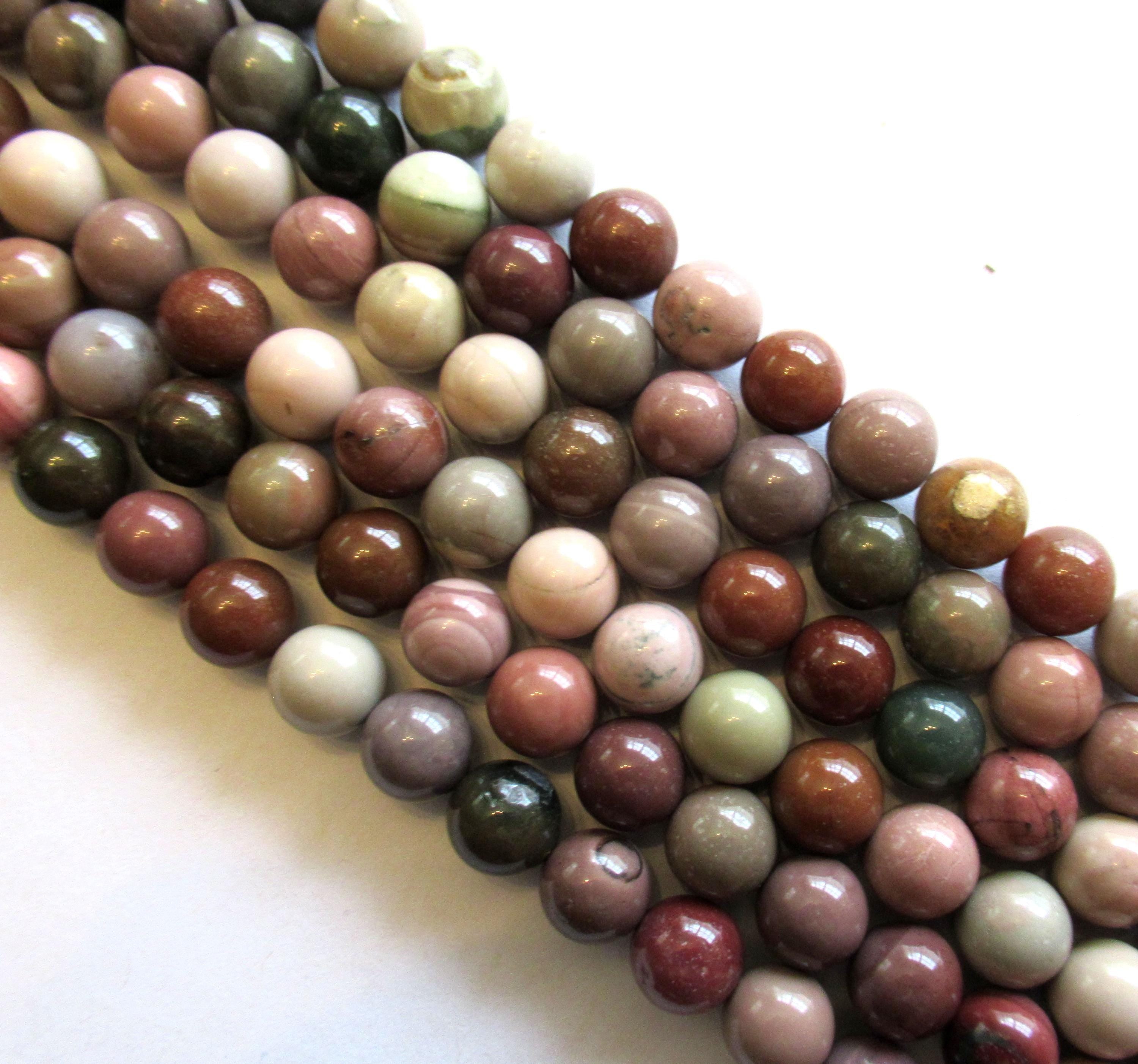 Mexican Imperial Jasper beads - 8mm - smooth round druk beads - semiprecious gemstone beads - natural - 49 beads - 15.5 inch strand - C00008