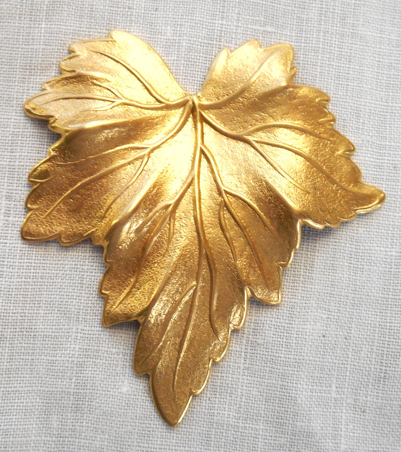 1 large raw brass stamping, a Victorian leaf, pendant, charm, connector, ornament, 51mm x 48mm made in the USA C0601 - Glorious Glass Beads