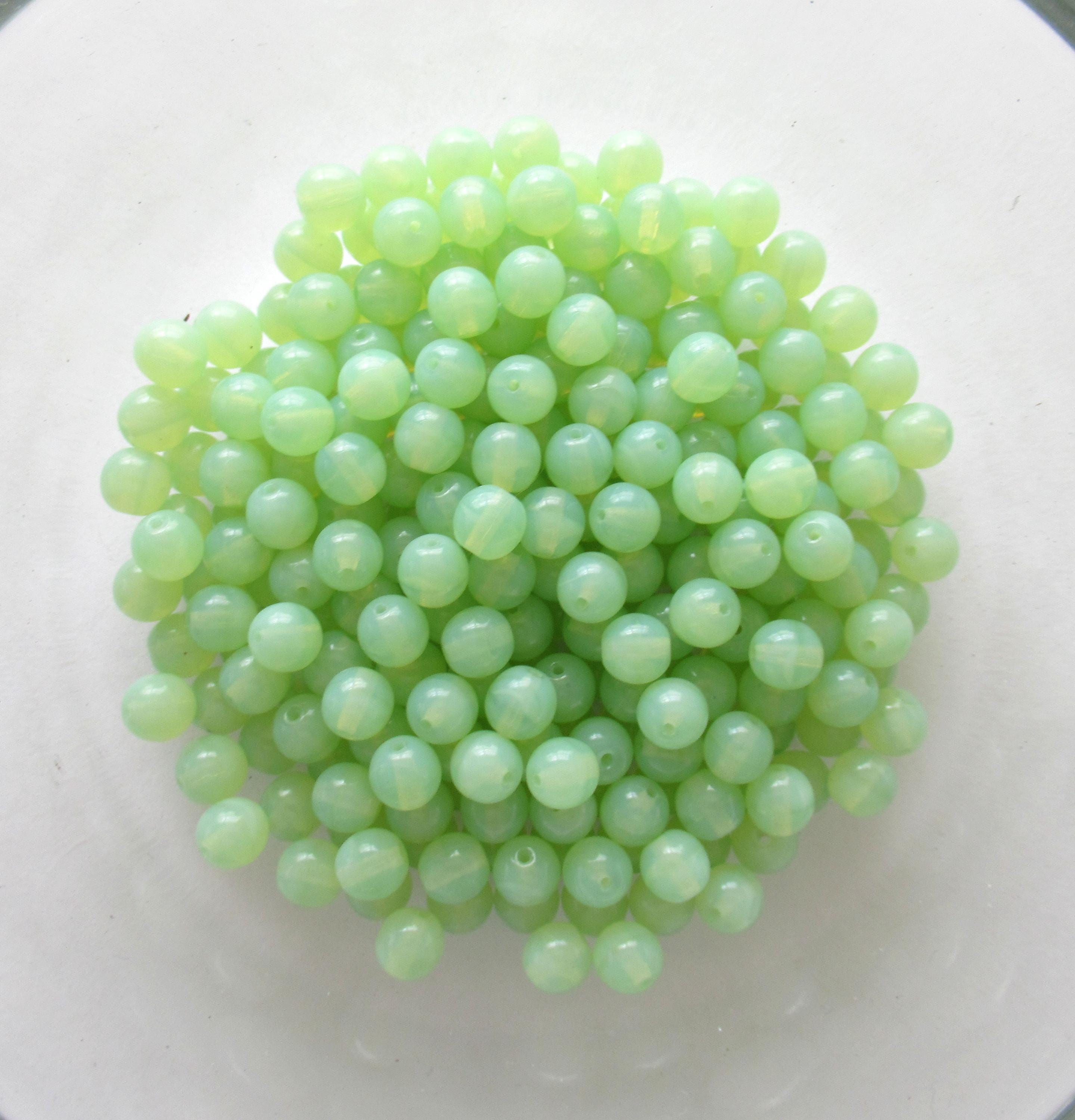 50 6mm Czech glass green druk beads - milky mint green opal - smooth round druks C0017