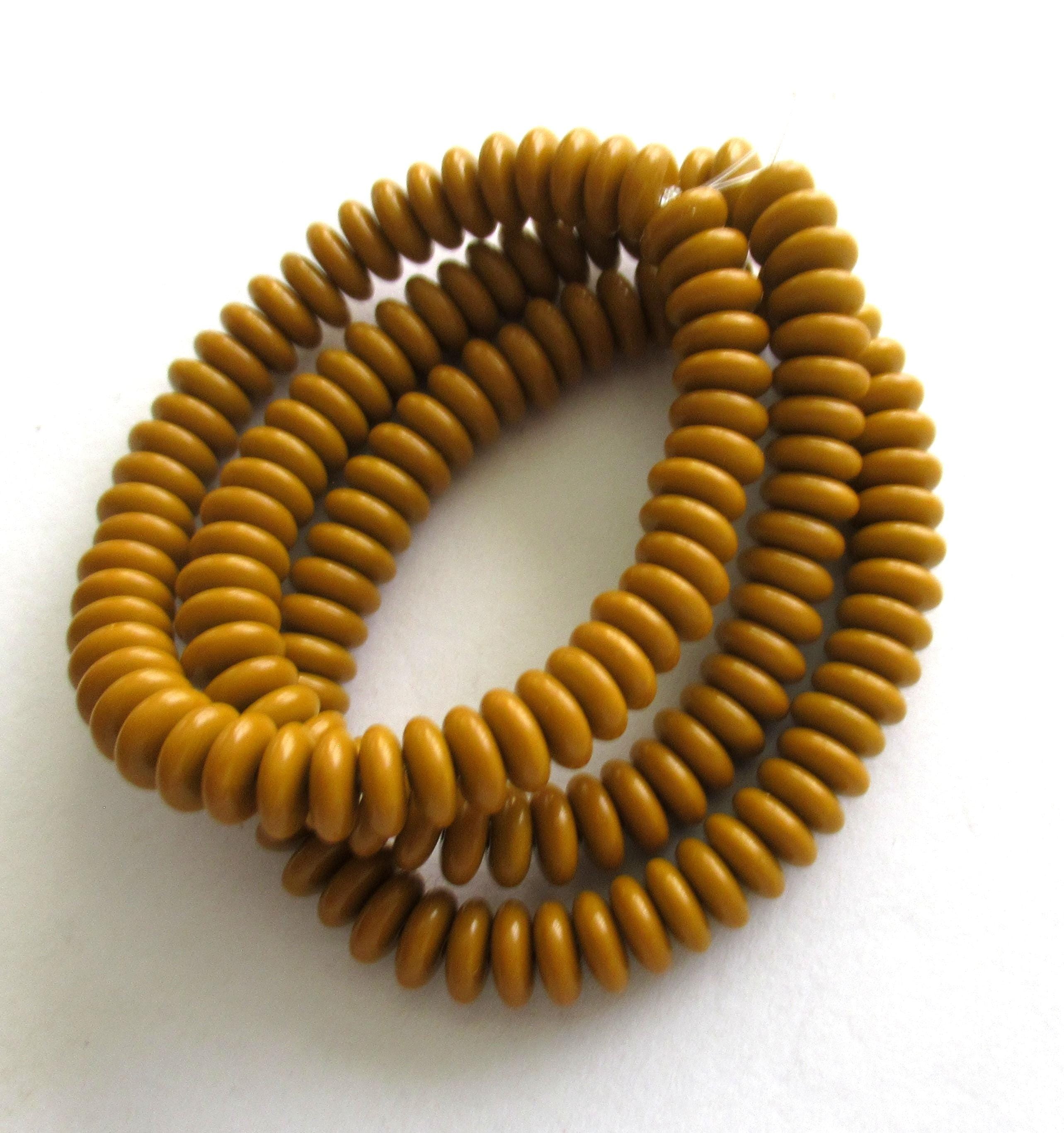 Lot of 50 6mm Czech glass rondelle spacer beads - opaque pumpkin orange flat spacers or rondelles C0521