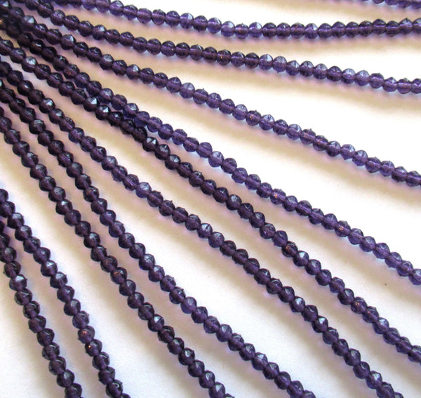 100 3mm Czech glass English cut beads - transparent tanzanite purple spacer beads - pressed glass beads - C0027
