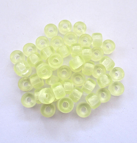 Lot of 25 9mm Czech glass pony or roller beads - jonquil yellow large big hole crow beads - C0038