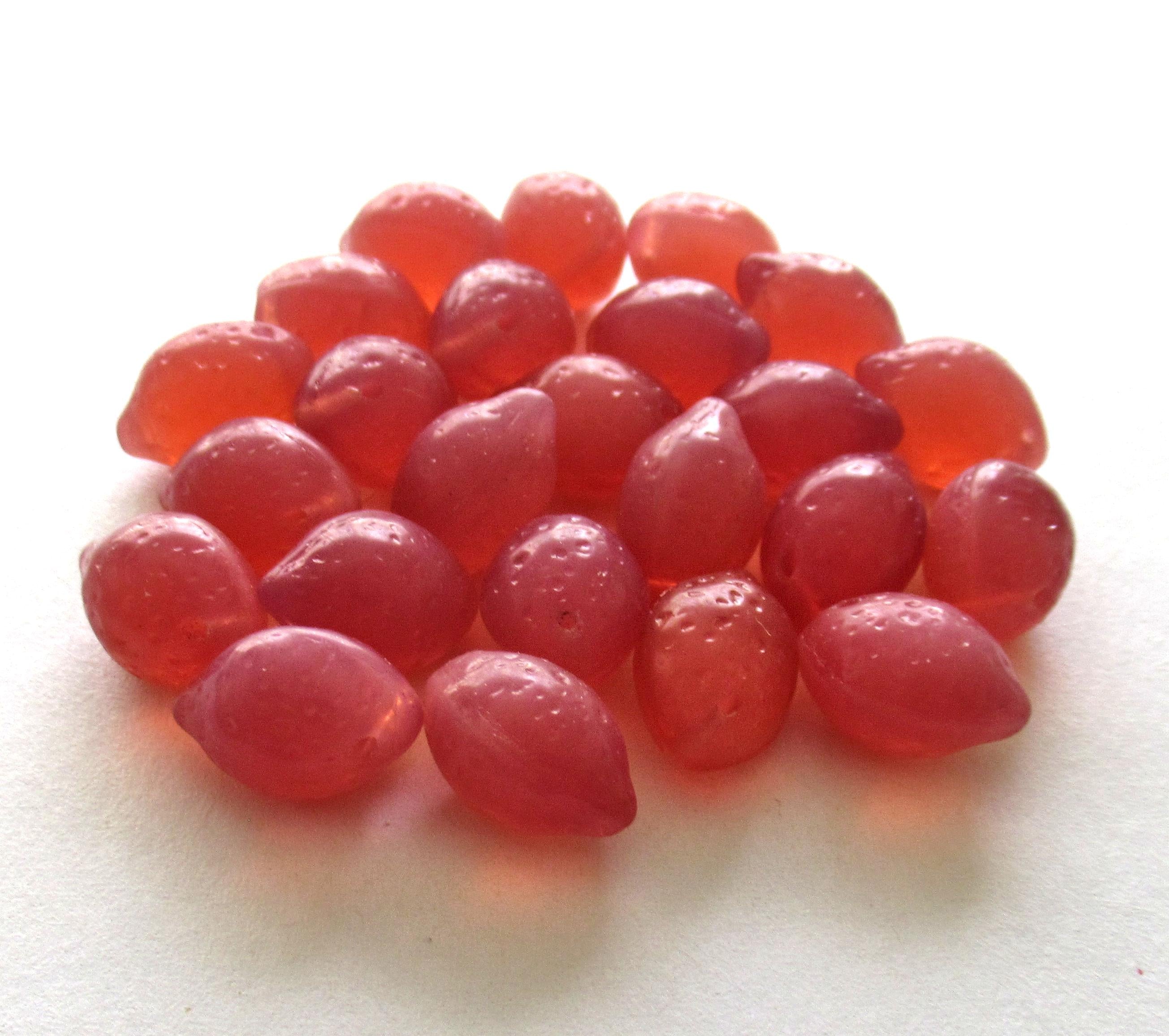 Lemon shaped drop beads - 14 x 10mm - milky pink opal - side drilled - pressed Czech glass beads - 10 pieces - C00831