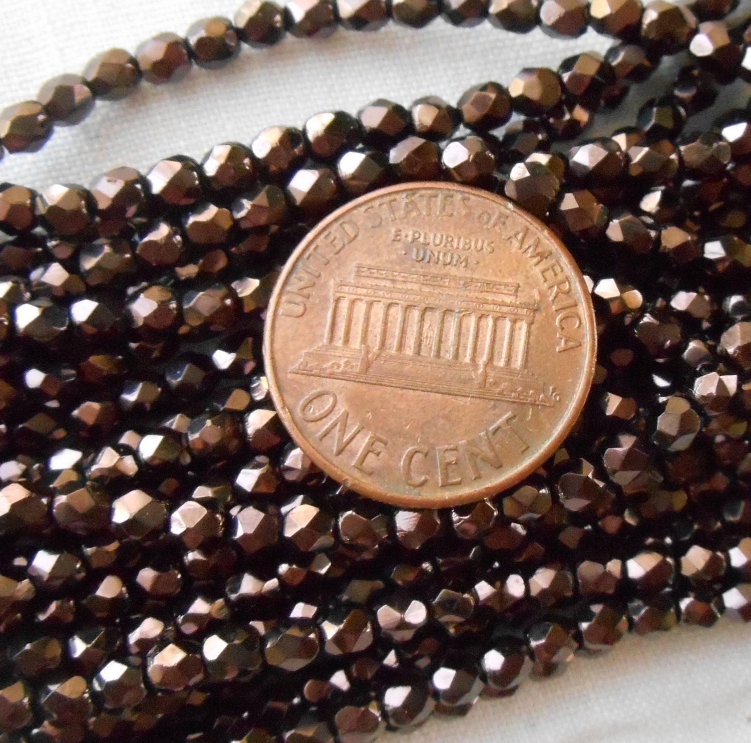 50 3mm Czech glass beads, Brown Metallic,Chocolate Bronze, firepolished faceted round beads C0045