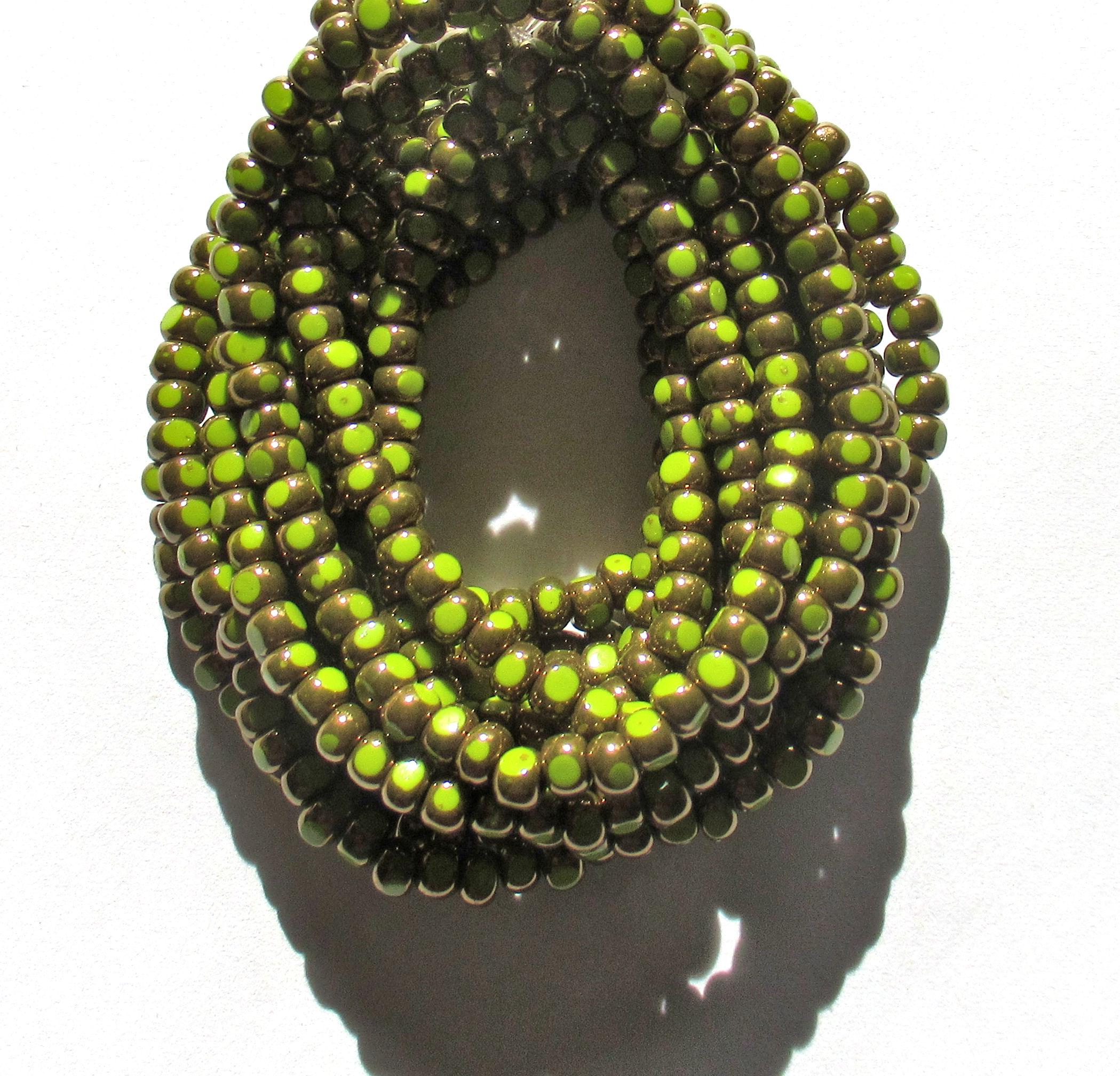 Fifty 6/0 tri cut faceted Czech glass seed beads -opaque avocado green with bronze accents - C00331