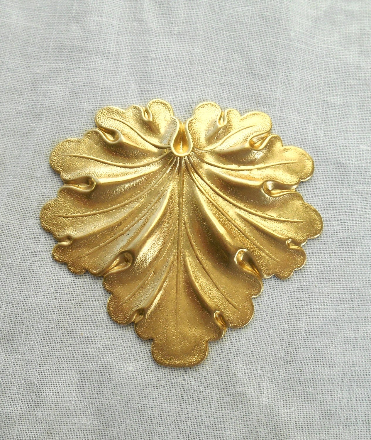 1 large raw brass stamping, Art Nouveau, Victorian leaf pendant, charm, ornament 59mm x 59mm made in the USA C7701 - Glorious Glass Beads