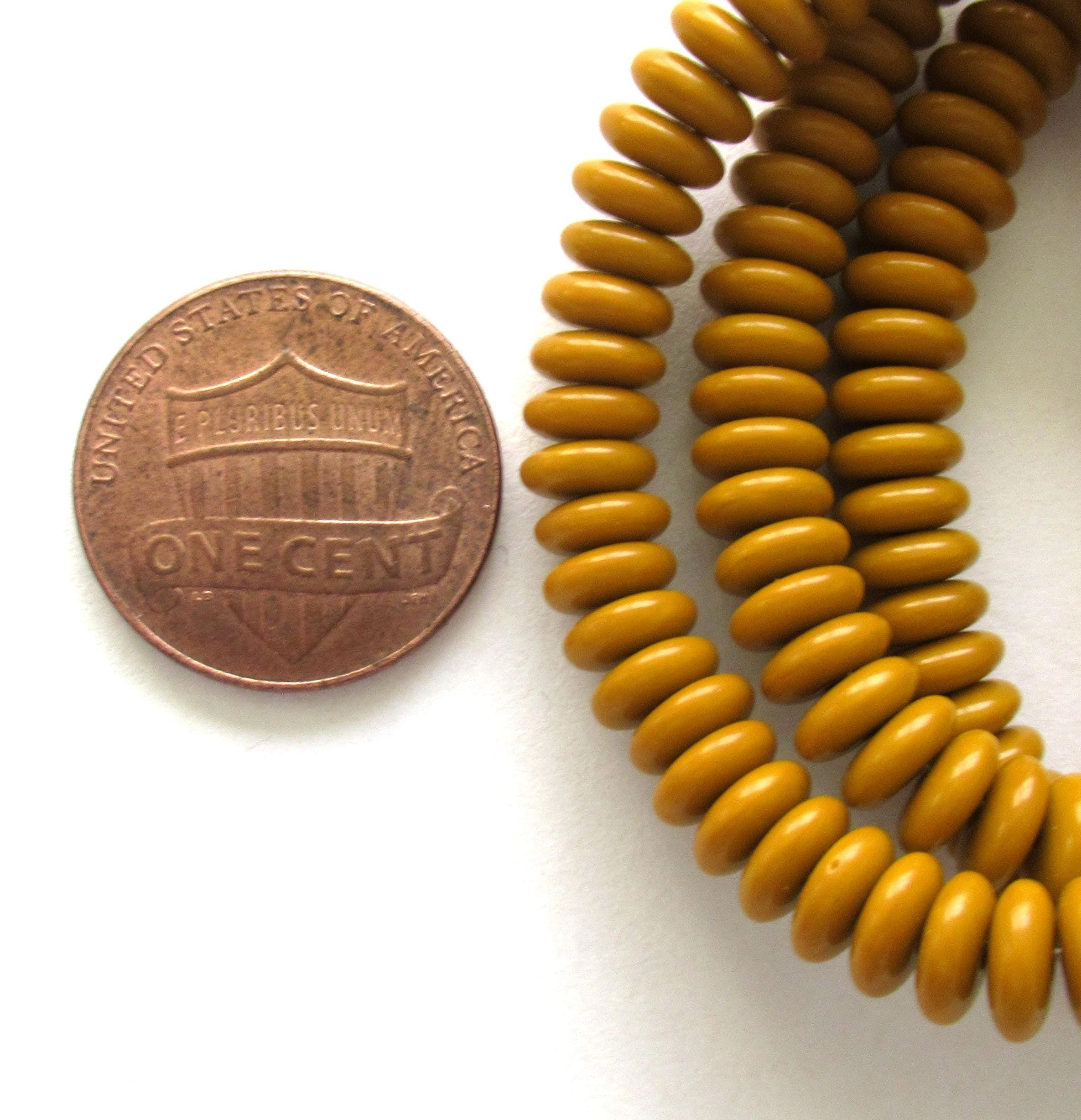 Lot of 50 6mm Czech glass rondelle spacer beads - opaque pumpkin orange flat spacers or rondelles C0521